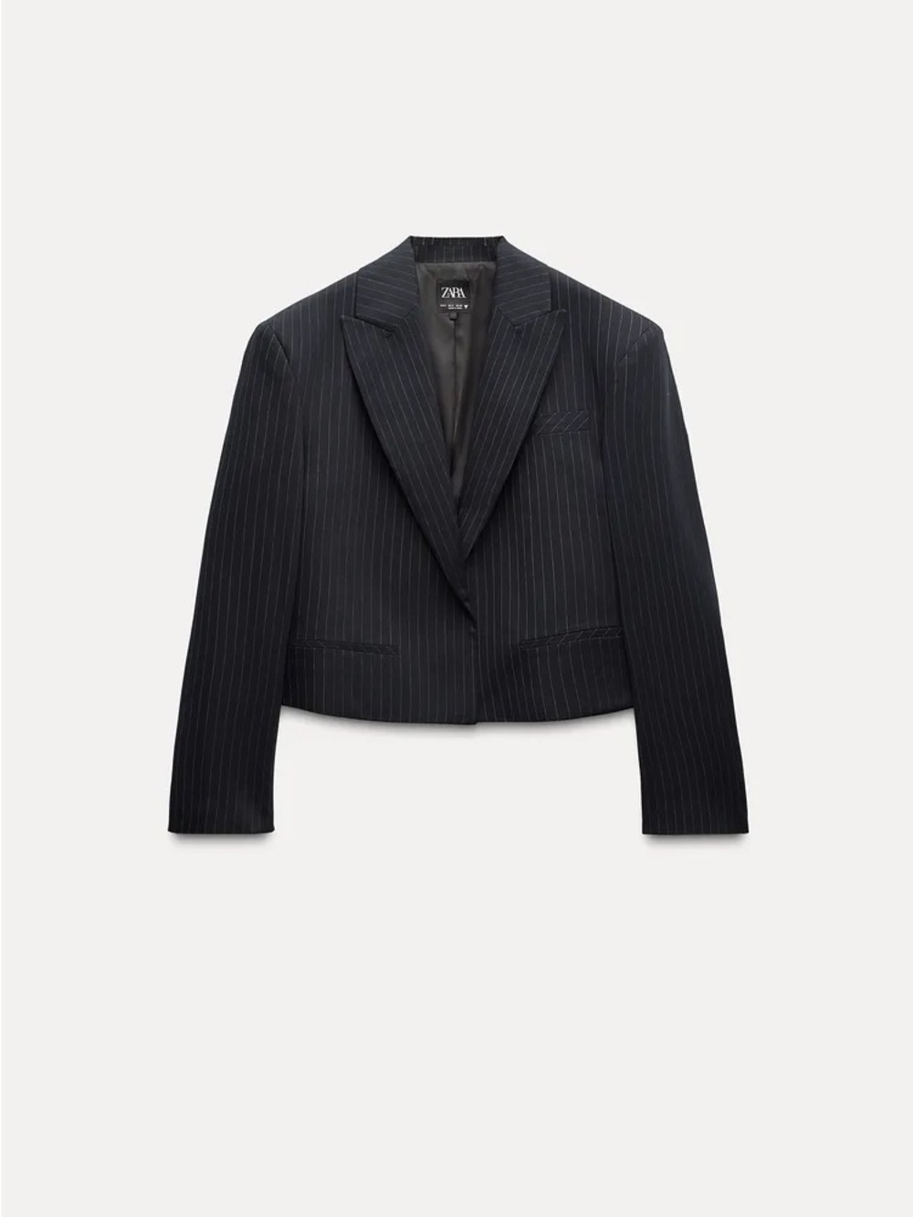 Zara Women's Gray Pinstripe Cropped Blazer